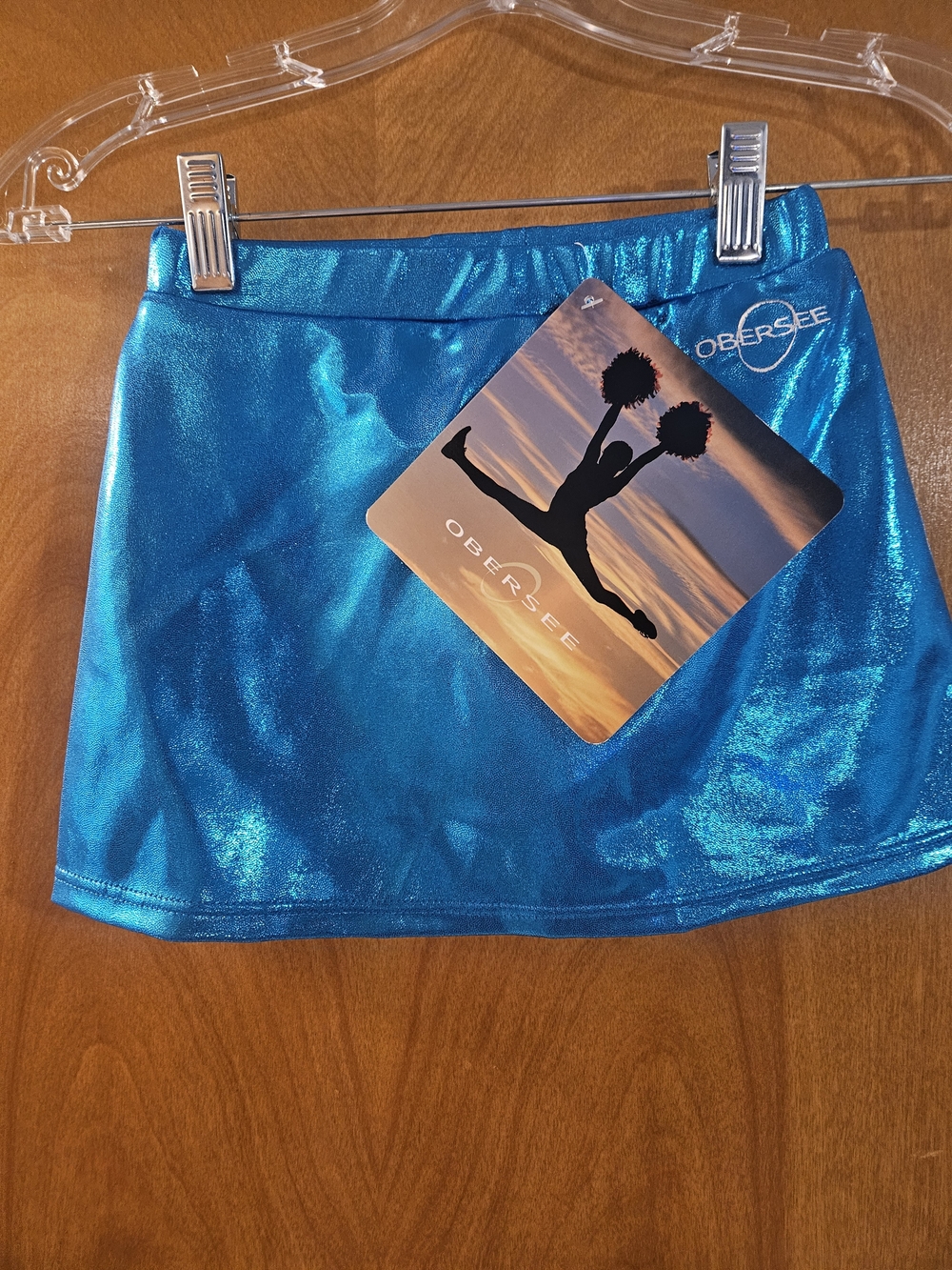 Girls' Shiny Teal Dance Cheer Skirt - Sparkle Stage Skirt